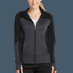 Ladies Tech Fleece Colorblock Full Zip Hooded Jacket